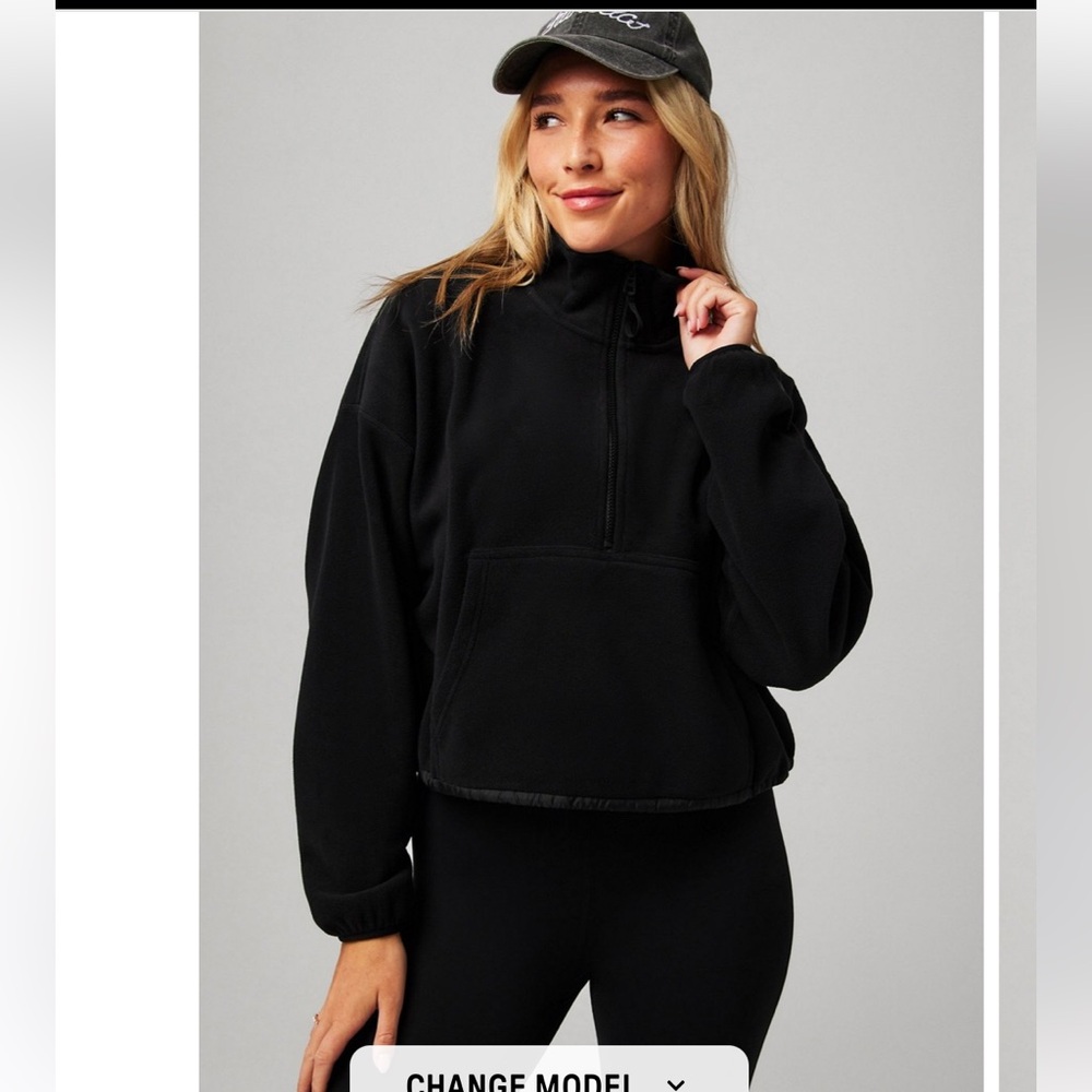 Fabletics no chill jacket half zip fleece in black